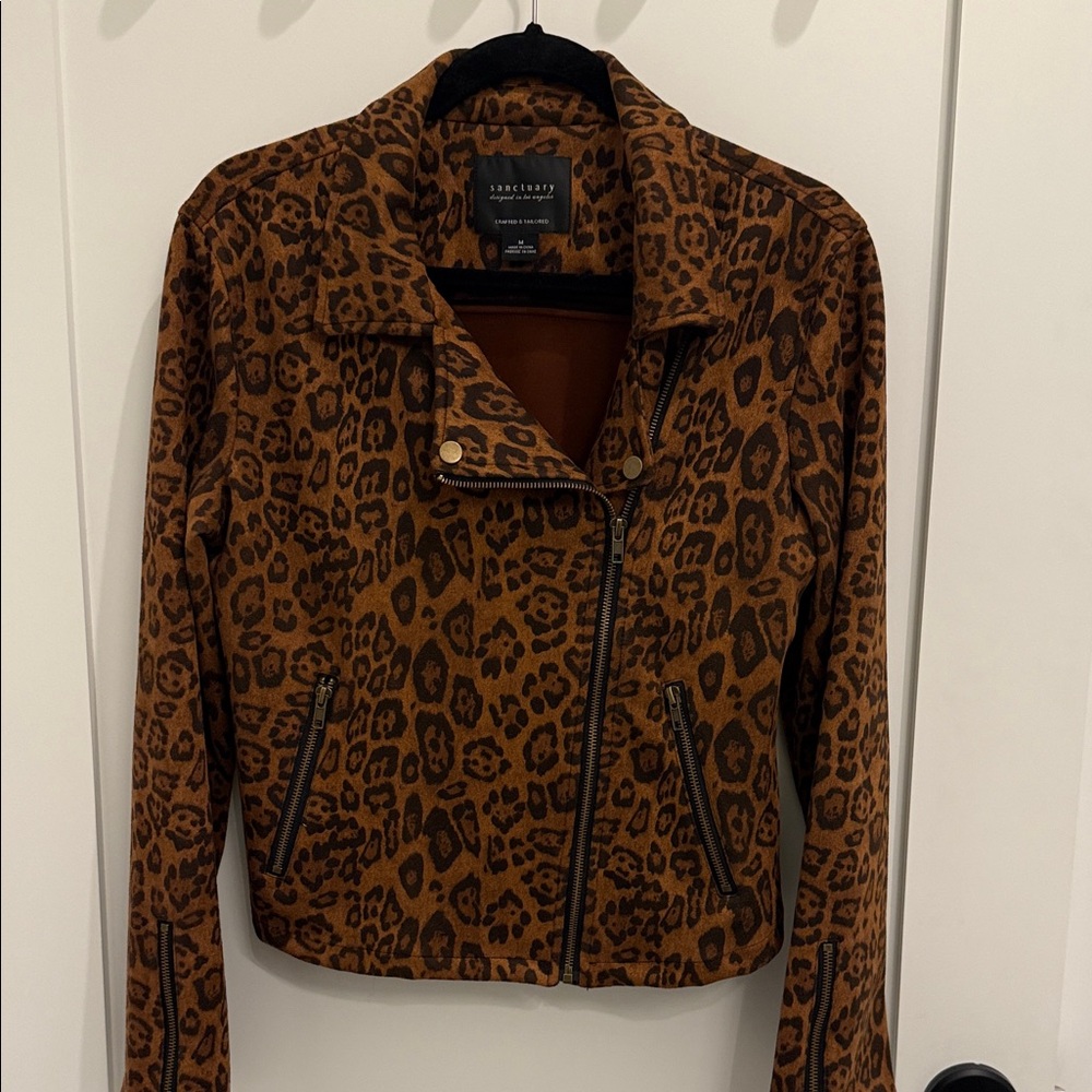 Sanctuary Brown Leopard Print Leather Jacket
